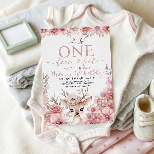 Invitation d'anniversaire adorable « One-deer-ful