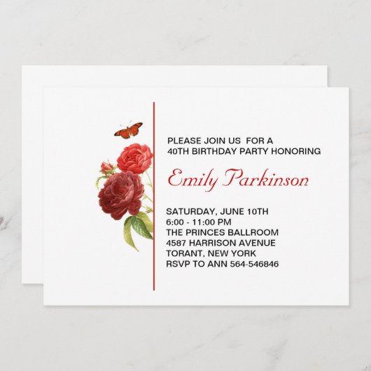 invitation d'anniversaire adulte (Devant / Derrière)