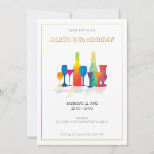 Invitation d'anniversaire adulte avec boissons col