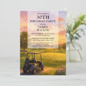 Invitation d'anniversaire adulte Buggy Golf Course (Debout devant)