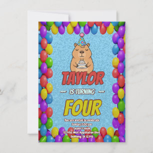 Invitation d'anniversaire adulte Capybara Chill