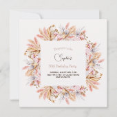 Invitation d'anniversaire adulte fleurs boho (Devant)