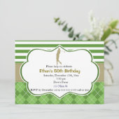 Invitation d'anniversaire adulte golf vert or (Debout devant)