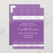 INVITATION D'ANNIVERSAIRE ADULTE :: L1 ornée (Devant / Derrière)