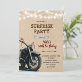 Invitation d'anniversaire adulte moto vintage (Debout devant)