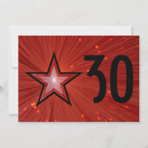 Invitation d'anniversaire 'Age' Étoile Rouge fond 