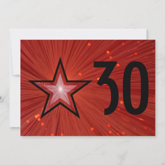Invitation d'anniversaire 'Age' Étoile Rouge fond (Devant)