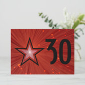 Invitation d'anniversaire 'Age' Étoile Rouge fond (Debout devant)