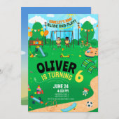 Invitation d'anniversaire aire de jeux intérieure  (Devant / Derrière)