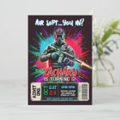 Invitation d'anniversaire Airsoft | Invitation ple (Debout devant)