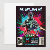 Invitation d'anniversaire Airsoft | Invitation ple (Devant / Derrière)