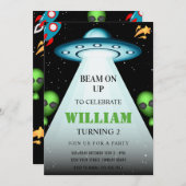 Invitation d'anniversaire Alien moderne (Devant / Derrière)