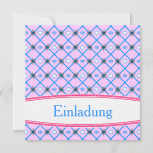 Invitation d'anniversaire allemande rouge bleu bav