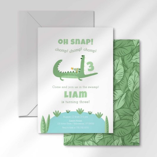 Invitation d'anniversaire Alligator