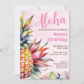 Invitation d'anniversaire Aloha Ananas (Devant)