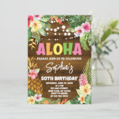 Invitation d'anniversaire Aloha modèle Anniversair (Debout devant)