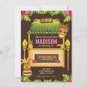 Invitation d'anniversaire Aloha Tropical Luau Flor