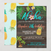 Invitation d'anniversaire ALOHA|Tropicale|Fête au  (Devant / Derrière)