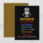 Invitation d'anniversaire amusant robot pour un pr (Devant / Derrière)