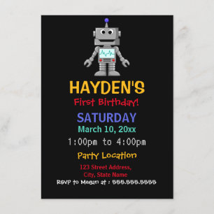 Invitation d'anniversaire amusant robot pour un pr