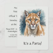 Invitation d'anniversaire amusante "Cougar" pour c (Devant / Derrière)