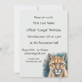 Invitation d'anniversaire amusante "Cougar" pour c (Dos)
