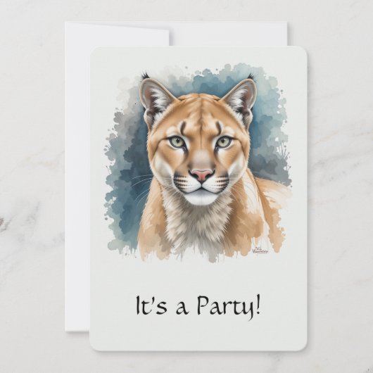 Invitation d'anniversaire amusante "Cougar" pour l (Devant)