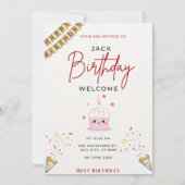 Invitation d'anniversaire amusante et colorée - Ce (Dos)