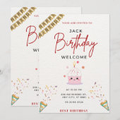 Invitation d'anniversaire amusante et colorée - Ce (Devant / Derrière)