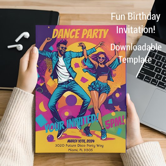 Invitation d'anniversaire amusante et colorée pour