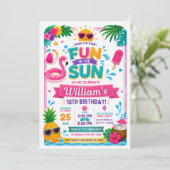 Invitation d'anniversaire Amusement au Soleil (Debout devant)
