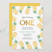 Invitation d'anniversaire | ananas tropical (Devant / Derrière)