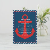 Invitation d'anniversaire Ancre Rouge & Bleue (Debout devant)