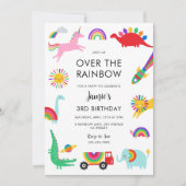 Invitation d'anniversaire Animaux Arc-en-ciel (Devant)