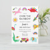 Invitation d'anniversaire Animaux Arc-en-ciel (Debout devant)