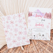 Invitation d'anniversaire Animaux Arctiques Rose