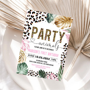 Invitation d'anniversaire Animaux de fête à motif