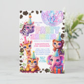 Invitation d'anniversaire Animaux de Fête | Disco  (Debout devant)