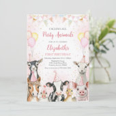 Invitation d'anniversaire Animaux de la ferme (Debout devant)