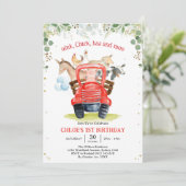 Invitation d'anniversaire Animaux de la ferme (Debout devant)