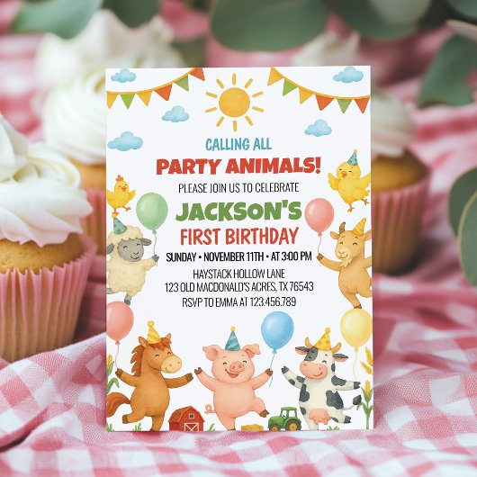 Invitation d'anniversaire Animaux de la Ferme