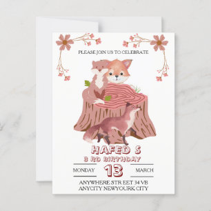 Invitation d'anniversaire Animaux de la forêt : Au