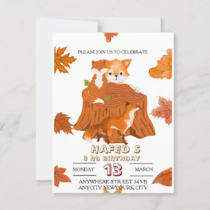 Invitation d'anniversaire Animaux de la forêt : Fo