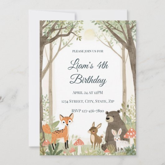 Invitation d'anniversaire Animaux de la Forêt - Fo (Devant)