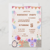 Invitation d'anniversaire Animaux de la forêt past (Devant)