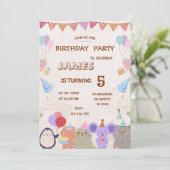 Invitation d'anniversaire Animaux de la forêt past (Debout devant)