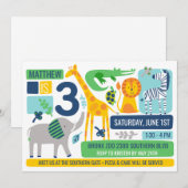 Invitation d'anniversaire Animaux de la jungle du (Devant / Derrière)