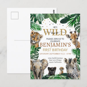 Invitation d'anniversaire Animaux de Safari Jungle
