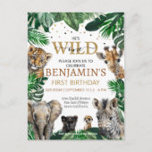 Invitation d'anniversaire Animaux de Safari Jungle (Devant)