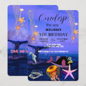 Invitation d'anniversaire Animaux Marins Aquarelle (Devant / Derrière)